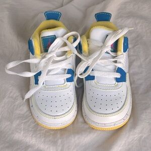 Nike Air Jordan AJF 4 White/Vivid Pink/Techno Blue 365372-161 Toddler